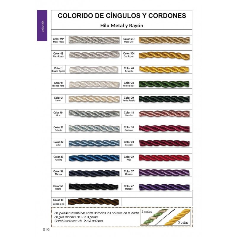 colores para cingulos de semana santa