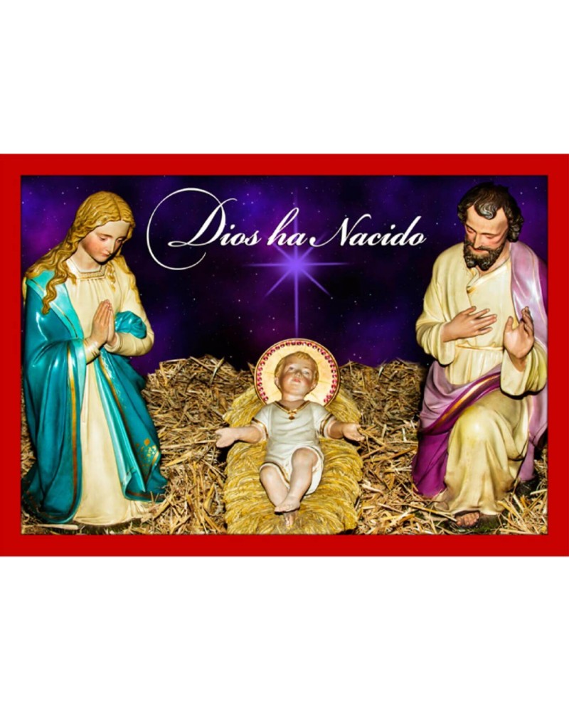 70 X 100 cm Porras E&B Balconera Navidad Colgaduras niño Jesús Dios ha Nacido Papa Noel Paloma Rayos Magos Belén Portal de Belén Nieve Tela Blanca 
