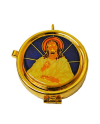 Portaviático dorado con grabado de Jesús esmaltado