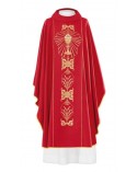 Casulla  bordada con caliz  dentro de ornacina Y greca con espigas