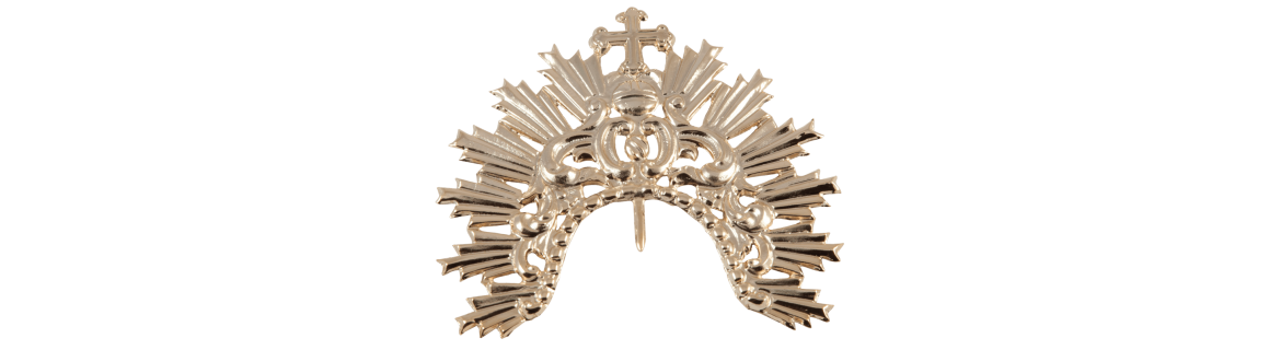 Diadema para virgen repujada y cincelada a mano. Baños de oro o plata